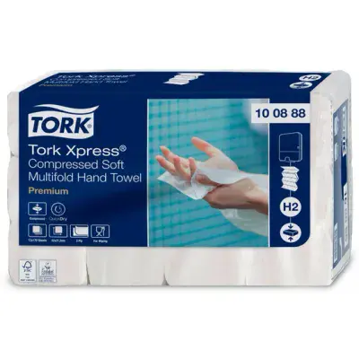 Tork 100888 H2 Compressed Soft Multifold Handtowels