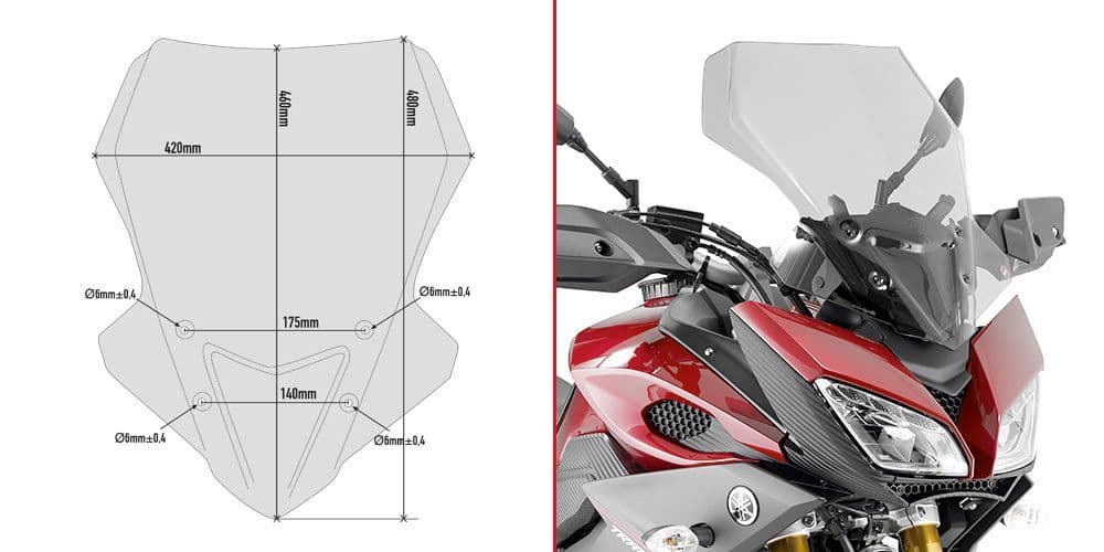 GIVI D2122S YAMAHA MT-09 TRACER WINDSCREEN 15 17