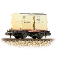 377-340B Conflat Wagon BR Bauxite (Early) with 2 BR White AF Containers