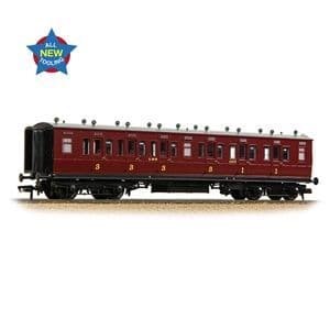 39-863 LNWR 50ft Arc Roof Composite Corridor LMS Crimson Lake