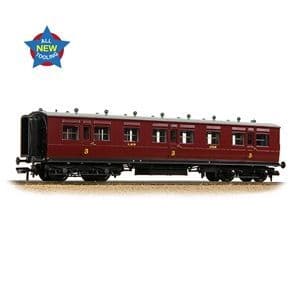 39-873 LNWR 50ft Arc Roof Third Corridor LMS Crimson Lake