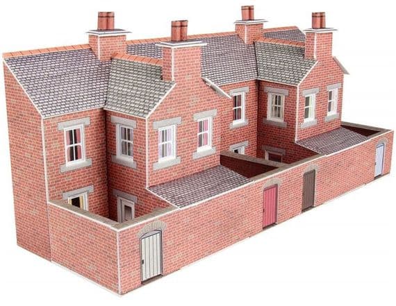PN176 N Scale Low Relief Red Brick Terraced House Backs