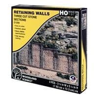 WC1259 HO Cut Stone Retaining Wall (x3)
