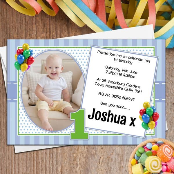 10 Boys Personalised Birthday Party PHOTO Invitations N31 - Any Age!