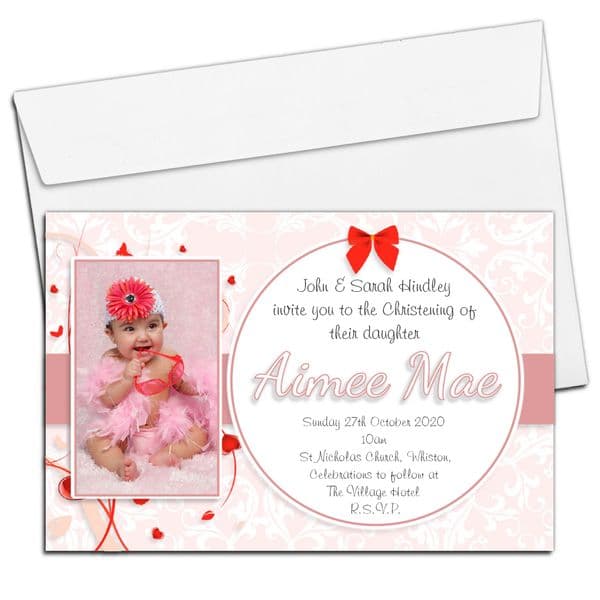 10 Girls Personalised Christening Baptism PHOTO Invitations N93