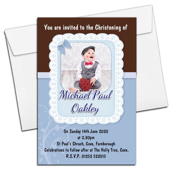 10 Peersonalised Christening Baptism PHOTO Invitations N82