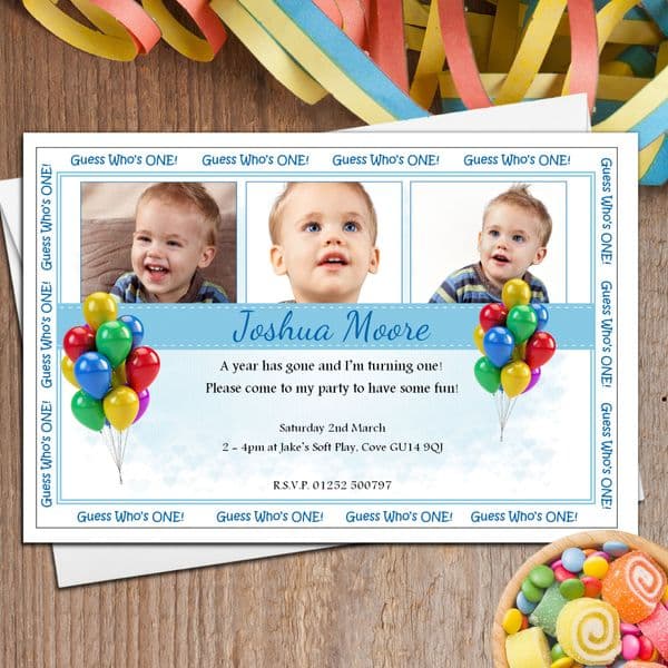 10 Personalised 1st First Birthday Party PHOTO Invitations N16