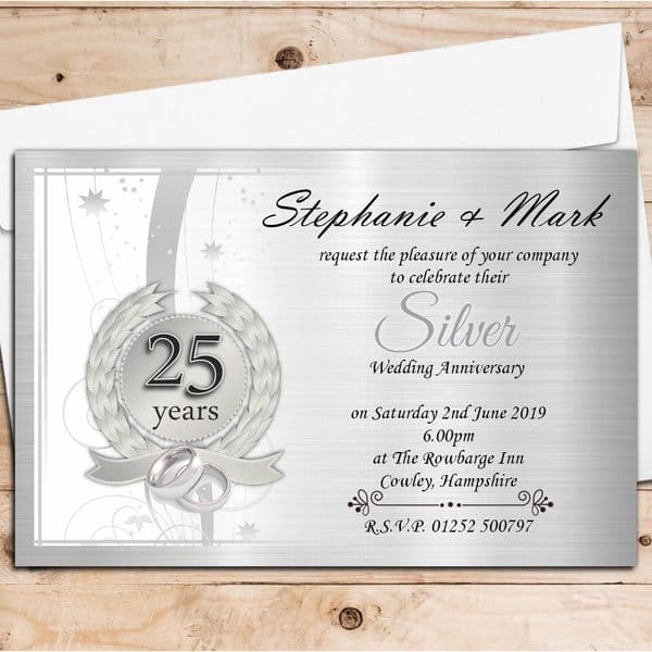 10 Personalised 25th Silver Wedding Anniversary Invitations N9
