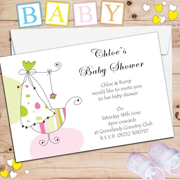 10 Personalised Baby Shower Party Invitations N3