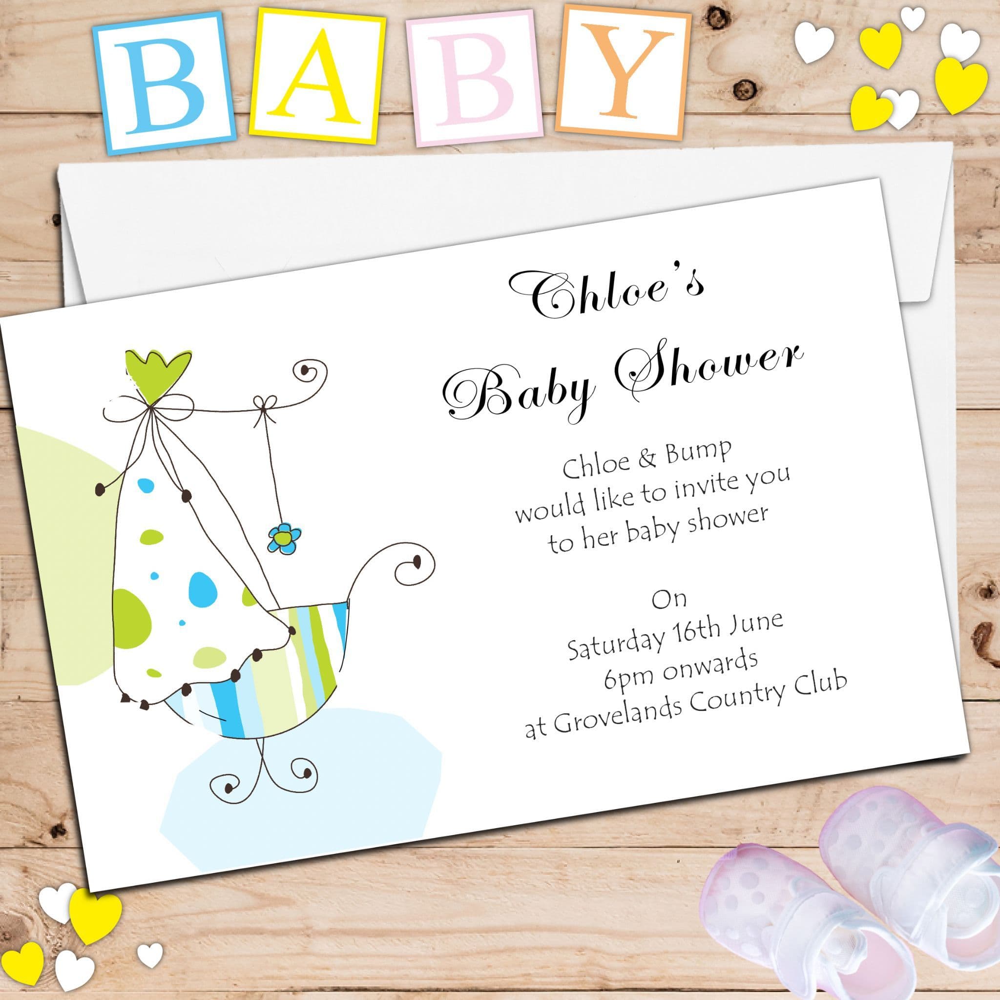 10 Personalised Baby Shower Party Invitations N4