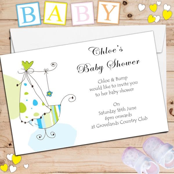 10 Personalised Baby Shower Party Invitations N4