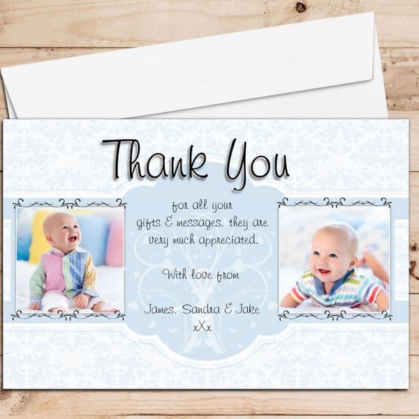 10 Personalised Birth / Christening / Baptism Thank you PHOTO Cards N208