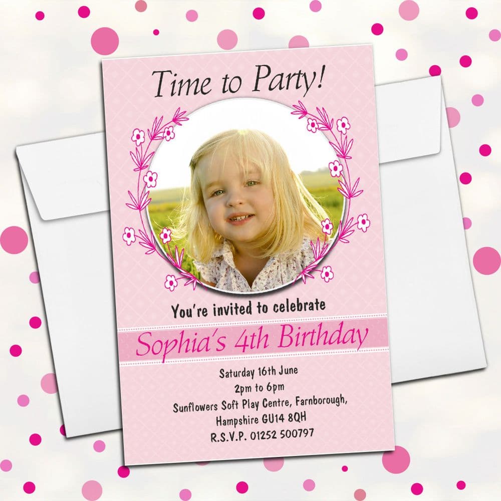 10 Personalised Birthday Party Photo Invitations N238