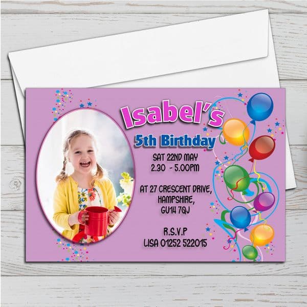 10 Personalised Birthday Party PHOTO Invitations N3
