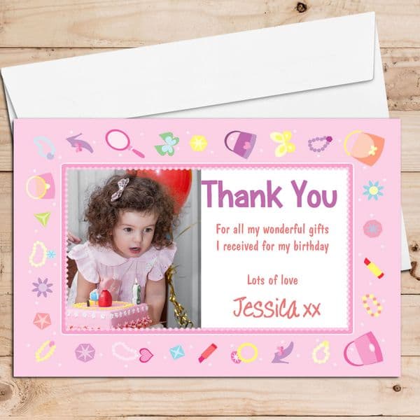 10 Personalised Birthday Thank you PHOTO Cards N71