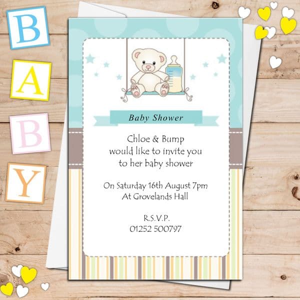 10 Personalised Boy Baby Shower Invitations N11