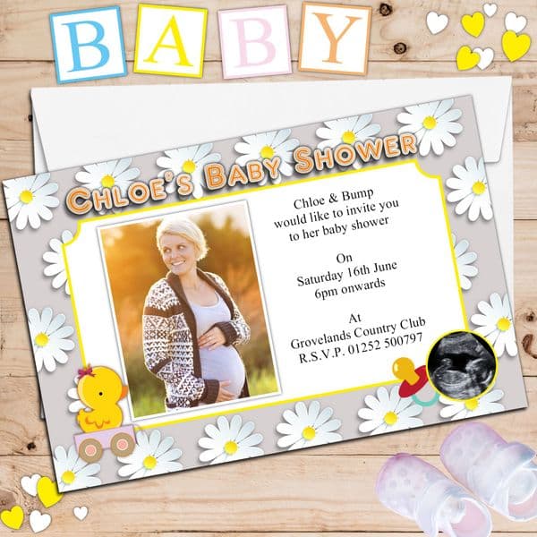 10 Personalised Boy Girl Baby Shower PHOTO Party Invitations N8