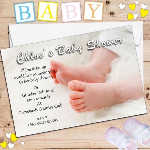 10 Personalised Boy Girl Unisex Baby Shower Party Invitations N9