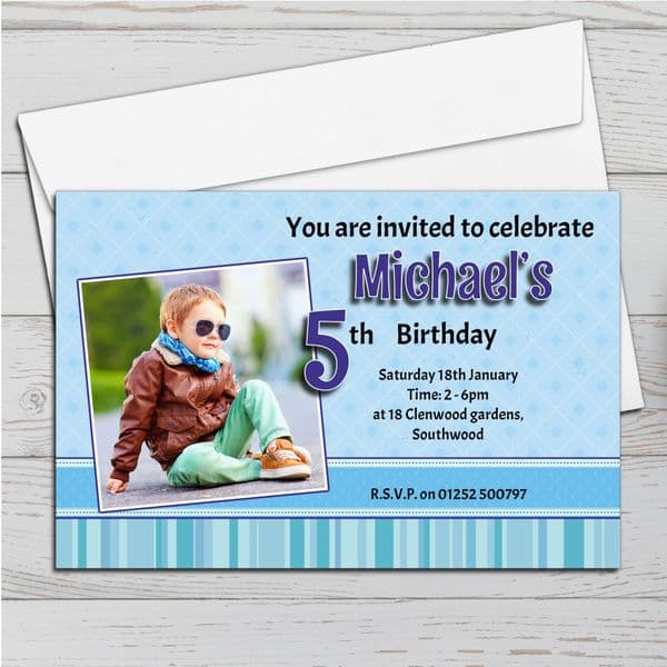 10 Personalised Boys Birthday Party PHOTO Invitations N230