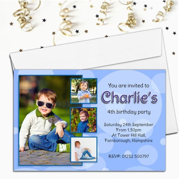 10 Personalised Boys Birthday Party PHOTO Invitations N9