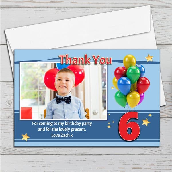 10 Personalised Boys Birthday Party Thank you Photo Cards N17 - Any Age