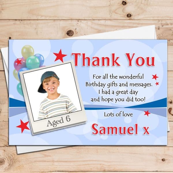 10 Personalised Boys Birthday Party Thankyou Photo Cards N21