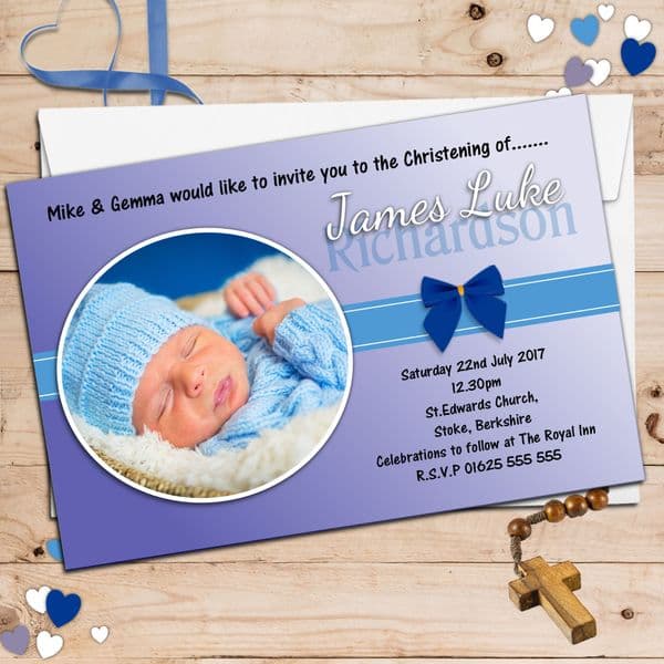 Personalised Christening Invitations / Personalised Baptism Cards