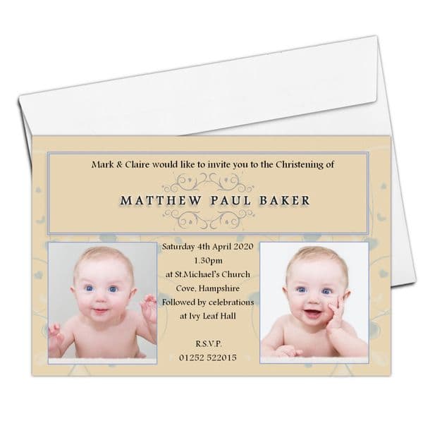 10 Personalised Boys Christening Baptism Invitations PHOTO Invites N79