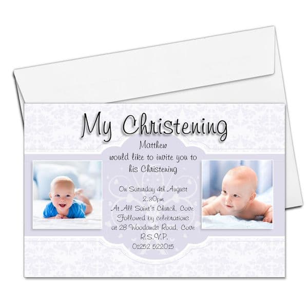 10 Personalised Boys Christening Baptism Invitations PHOTO Invites N87