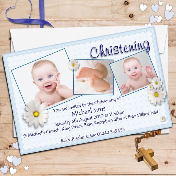 Personalised Christening Invitations / Personalised Baptism Cards
