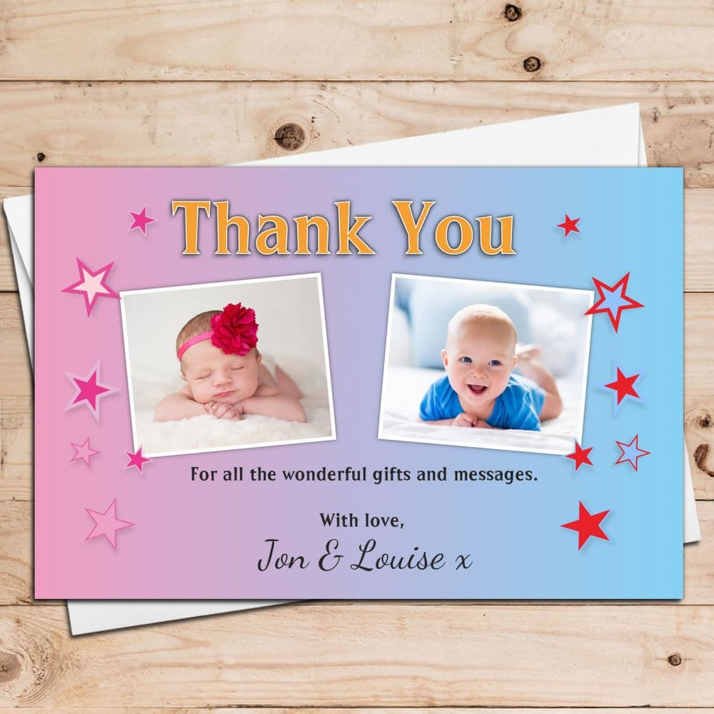 10 Personalised Boys Girls Twins Joint Christening Baptism