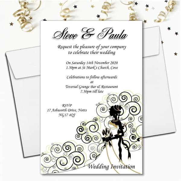 10 Personalised Bride Wedding Invitations Day/Evening N24