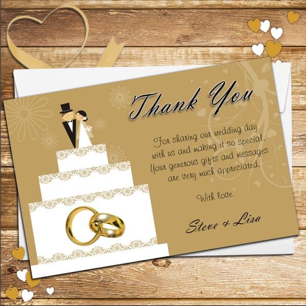10 Personalised Cake Topper Wedding Thank you cards N178