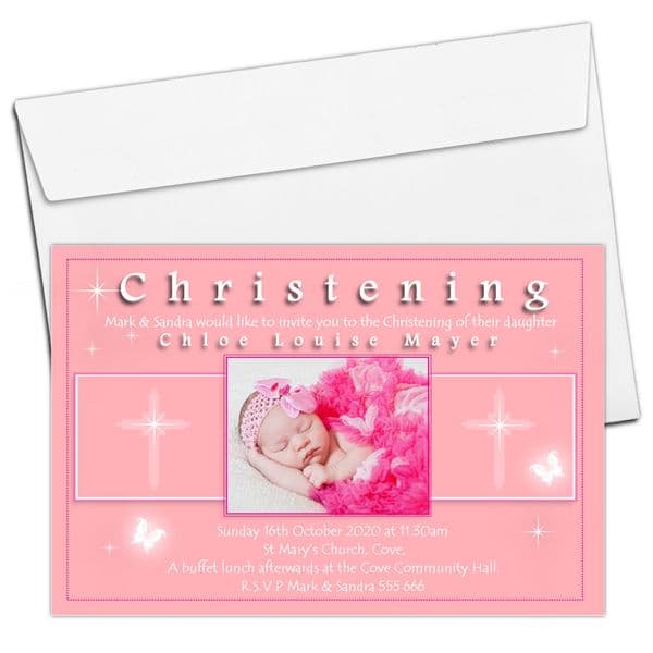 10 Personalised Christening Baptism Invitations PHOTO Invites N61
