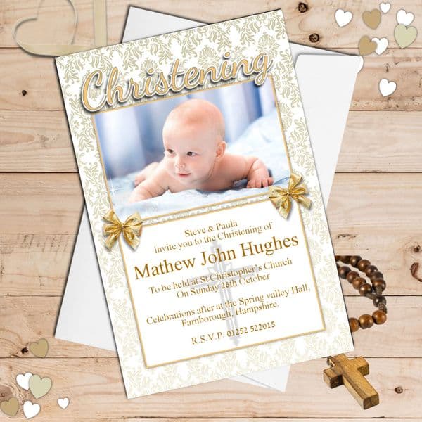 10 Personalised Christening Baptism Invitations PHOTO Invites N88