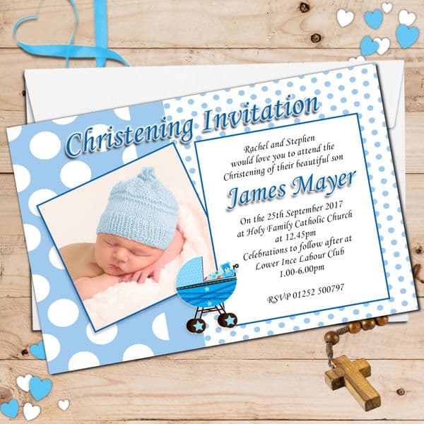 10 Personalised Christening Baptism Photo Invitations N13