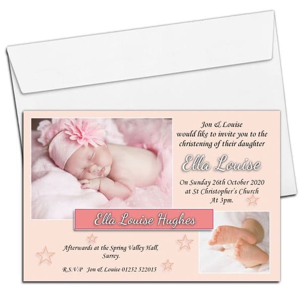 10 Personalised Christening Baptism PHOTO Invitations N16