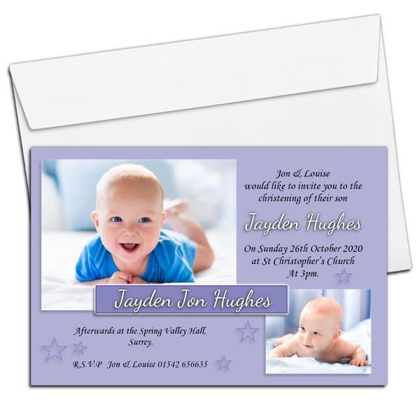 10 Personalised Christening Baptism Photo Invitations N17
