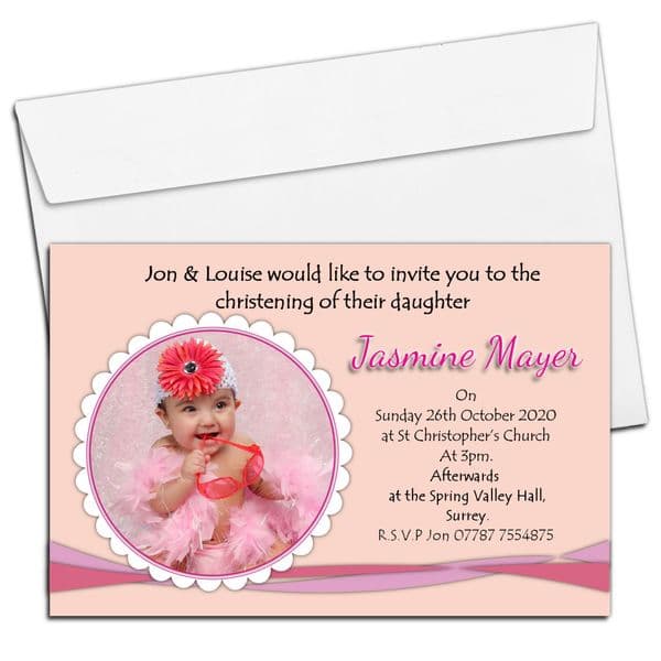 10 Personalised Christening Baptism Photo Invitations N18
