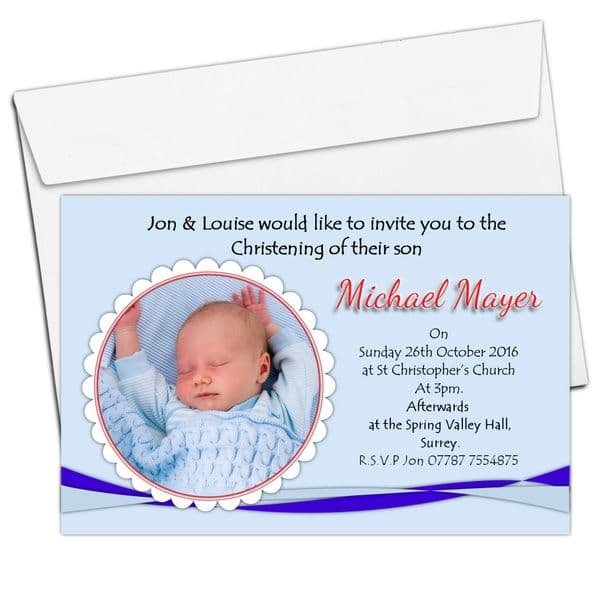 10 Personalised Christening Baptism Photo Invitations N19