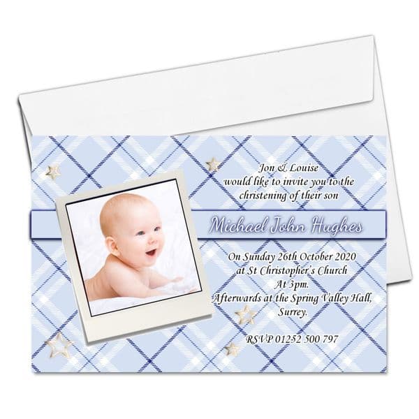 10 Personalised Christening Baptism Photo Invitations N21