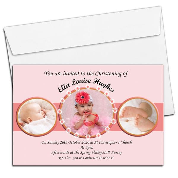 10 Personalised Christening Baptism Photo Invitations N22