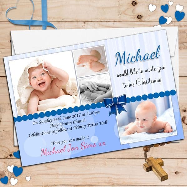 10 Personalised Christening Baptism PHOTO Invitations N25