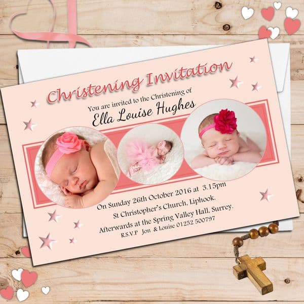 10 Personalised Christening Baptism Photo Invitations N26