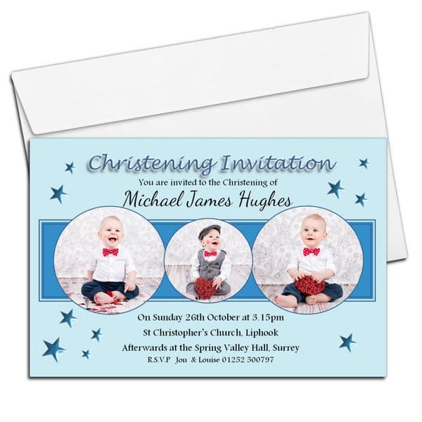 10 Personalised Christening Baptism Photo Invitations N27