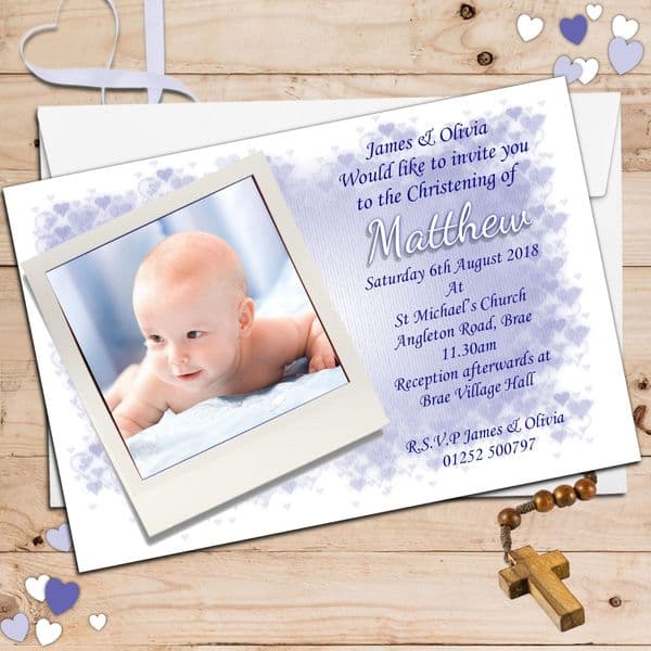10 Personalised Christening Baptism Photo Invitations N30