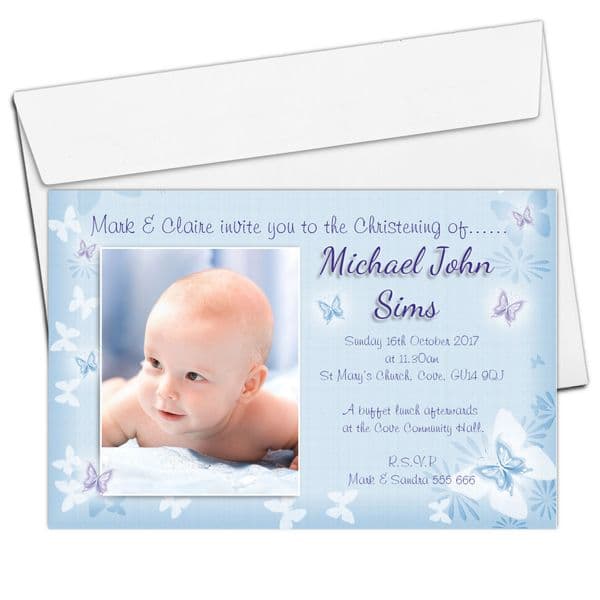 10 Personalised Christening Baptism Photo Invitations N34