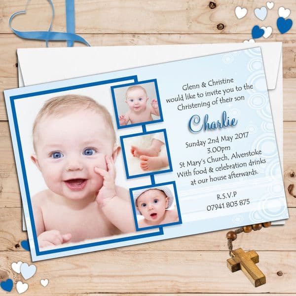 10 Personalised Christening Baptism Photo Invitations N36