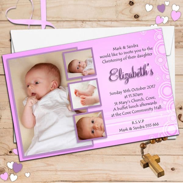 10 Personalised Christening Baptism Photo Invitations N37