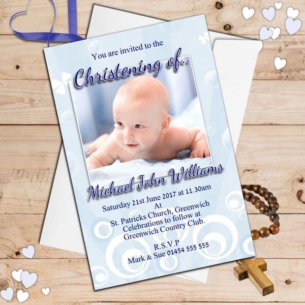 10 Personalised Christening Baptism Photo Invitations N38